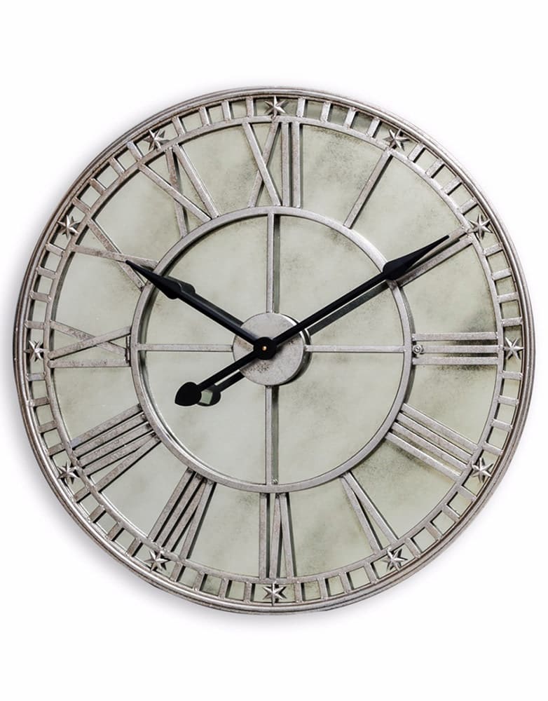 Large Antique Silver Mirrored Clock