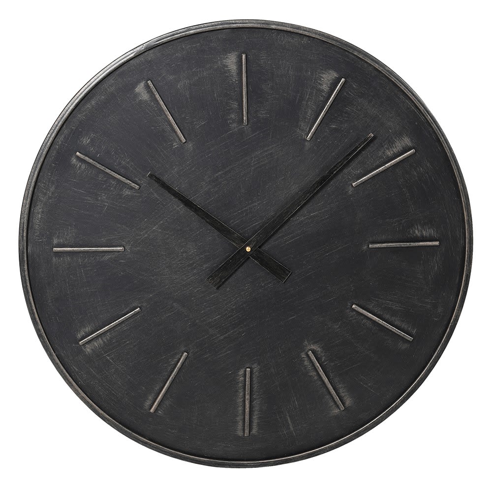 Medium Black Metal Clock with Baton Dial