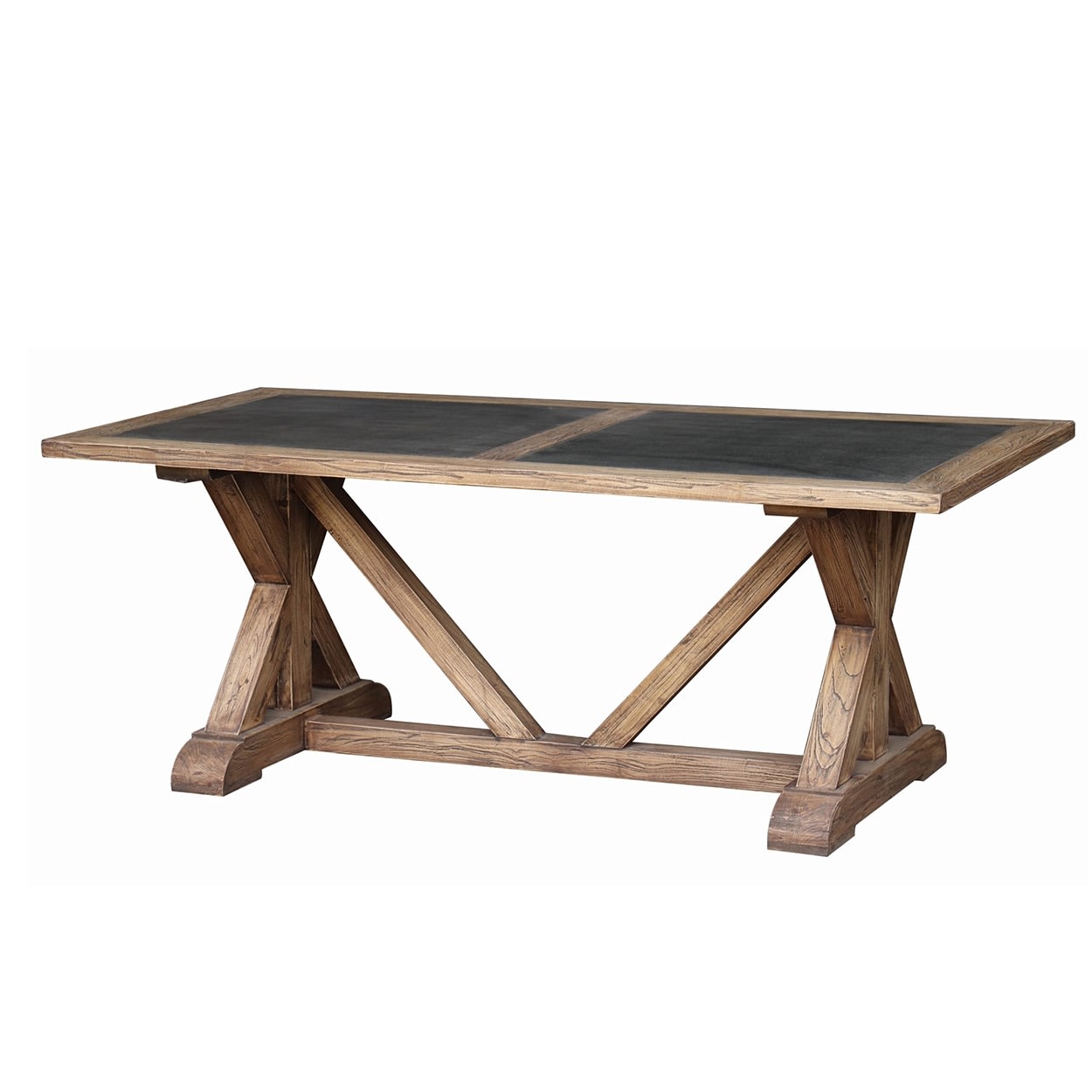 Zinc Top Farmhouse Trestle Leg Dining Table