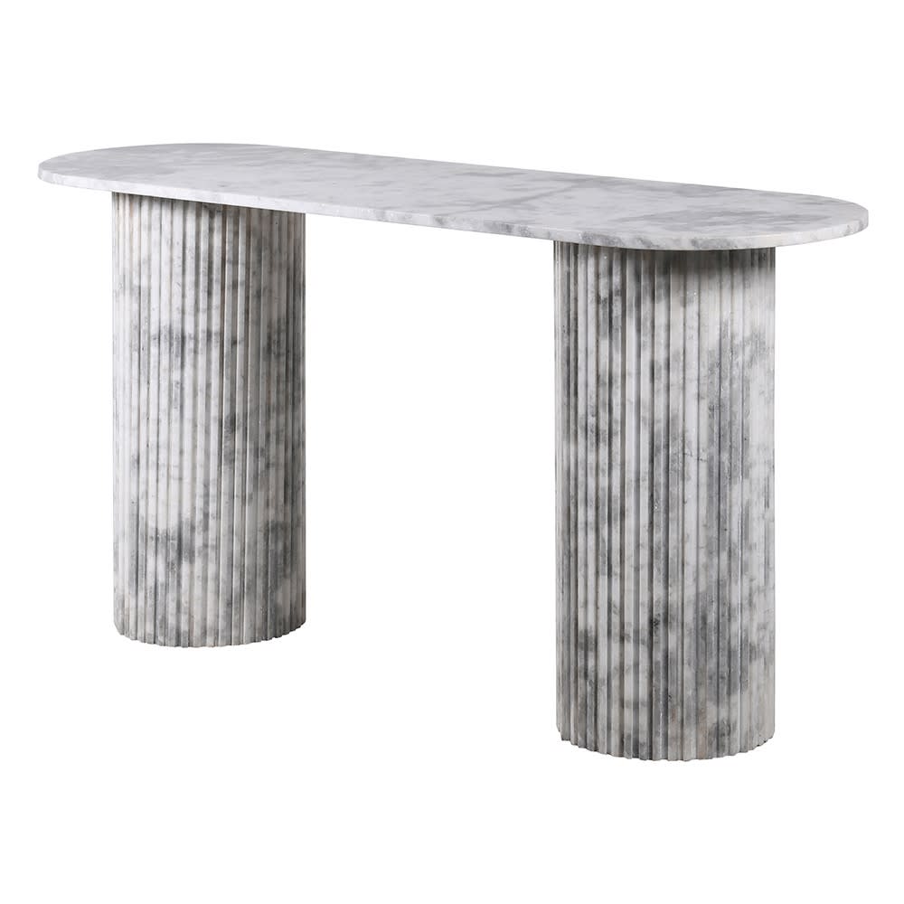 Grey Marble Pillar Hall Console Table