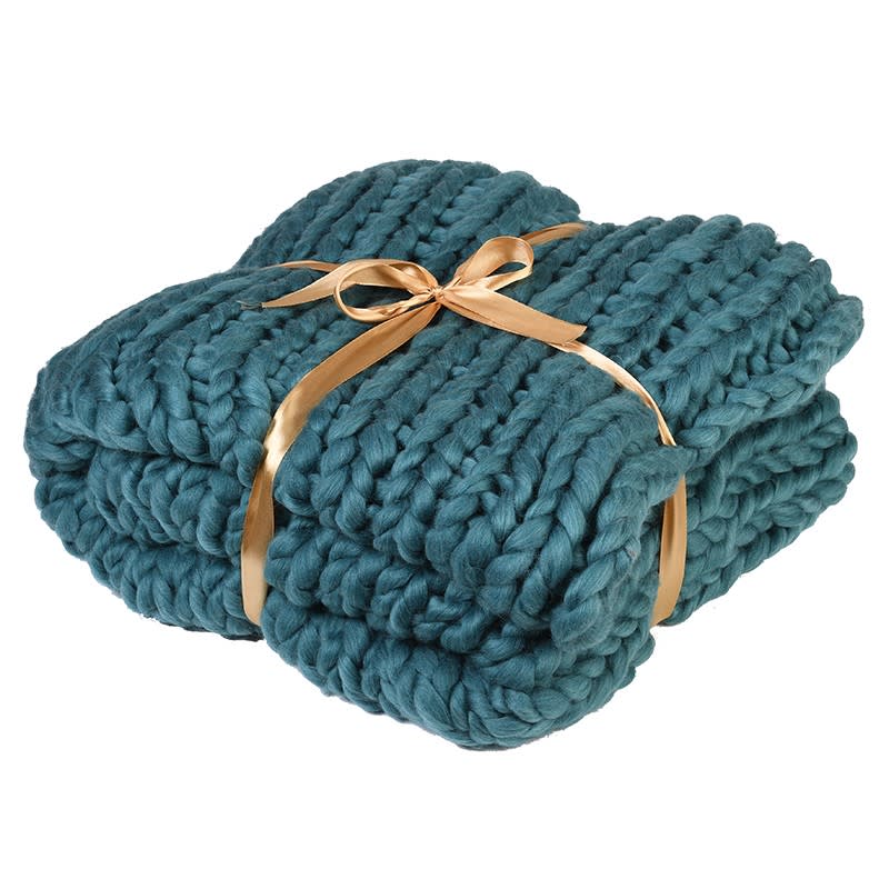 Teal Chunky Iceland Thick Yarn Blanket