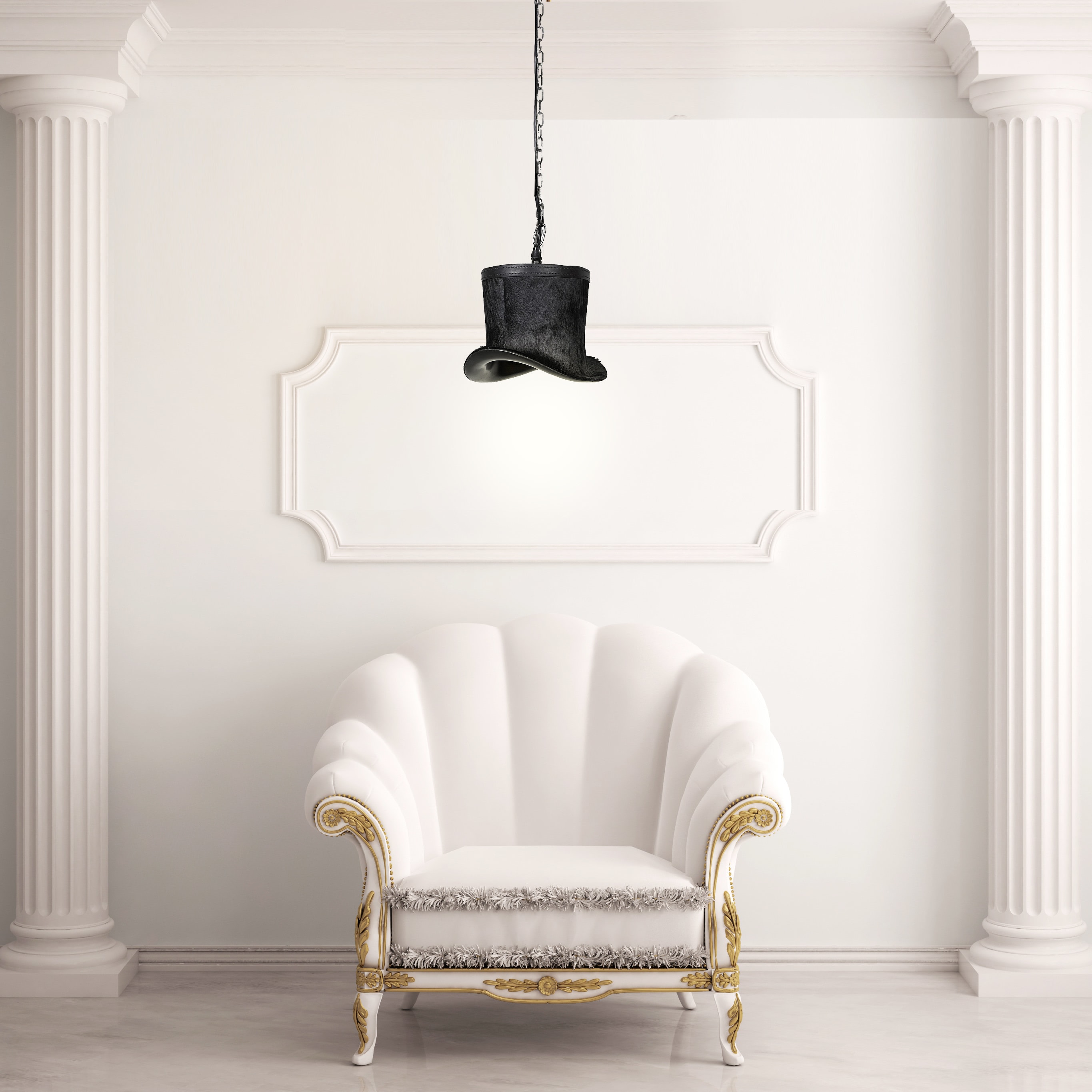 Leather and Hairon Hat Pendant Light