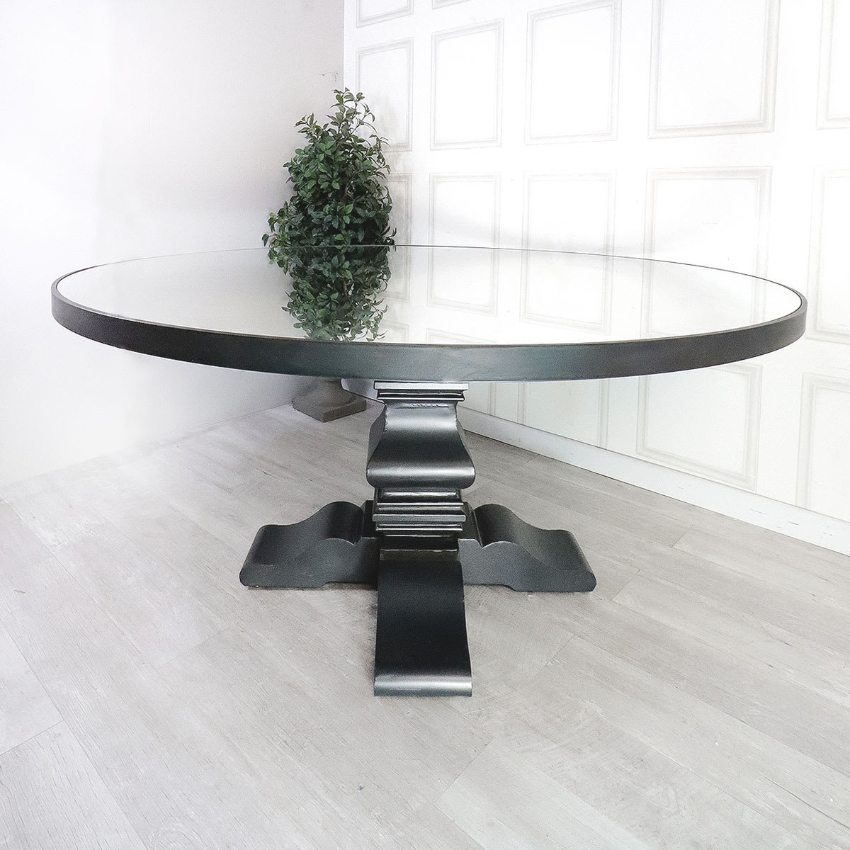 Mirrored Top Large Round Dining Table