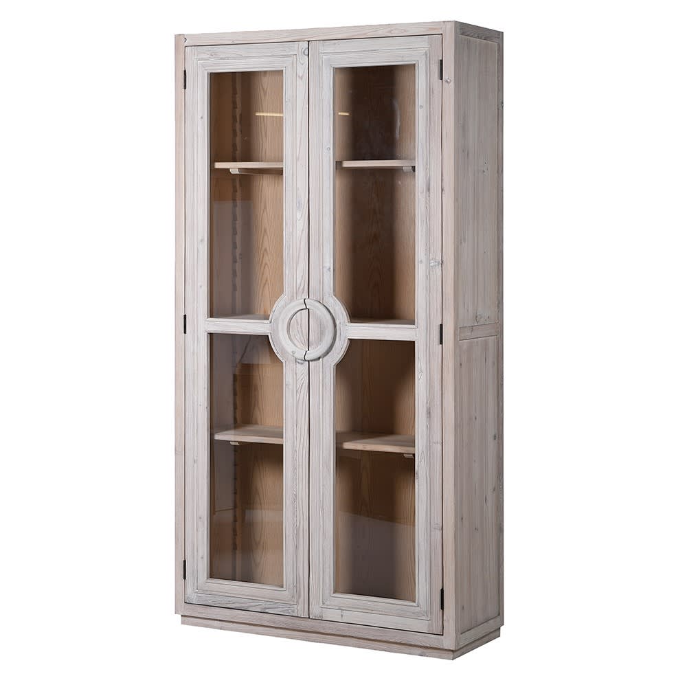Pale Pine Glass Front Display Unit