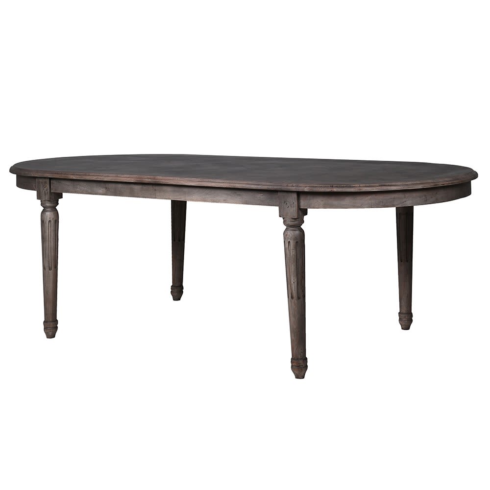 Smoked Grey Parquet Oval Dining Table