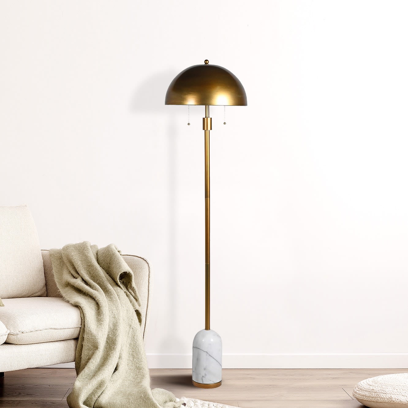 Brushed Gold Dome Floor Lamp