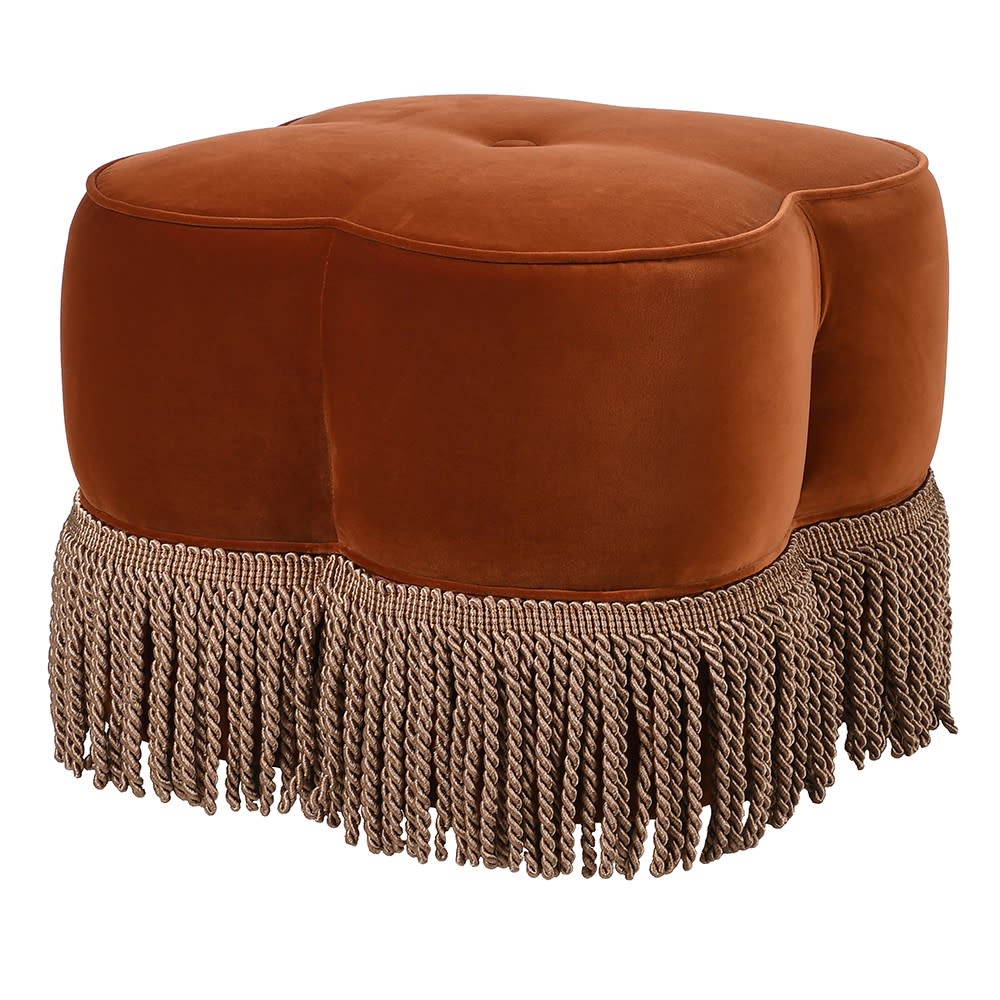 Pumpkin Orange Fringed Stool