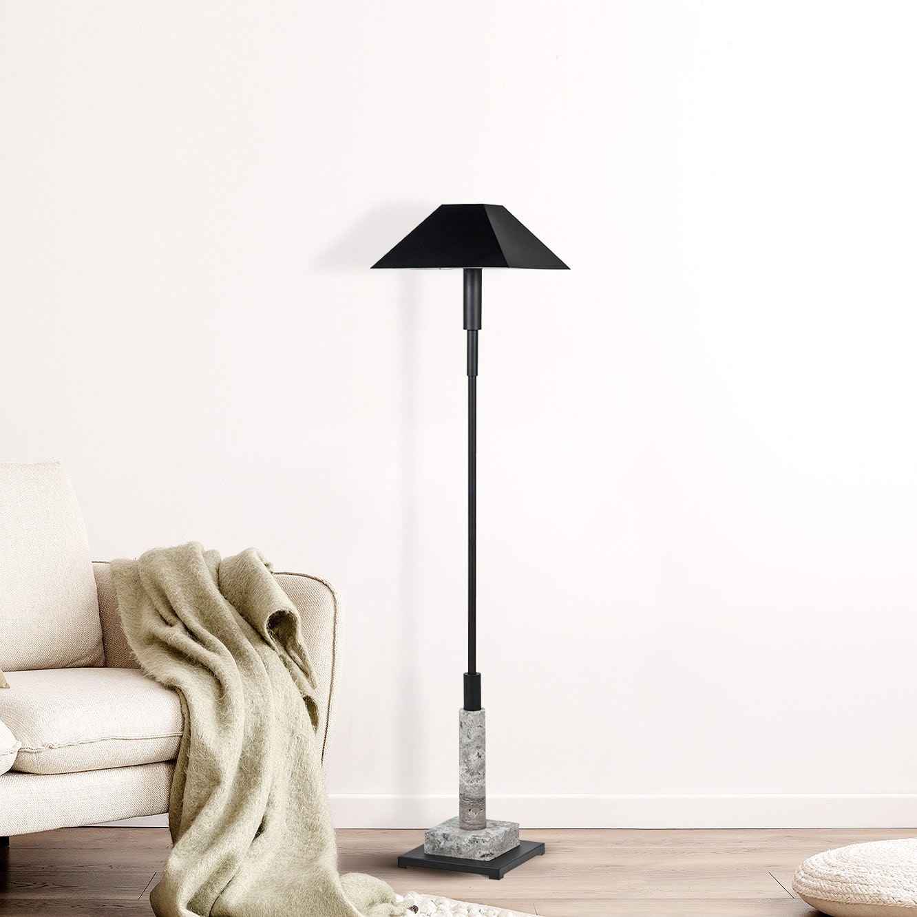 Black Marble Tall Slim Floor Lamp