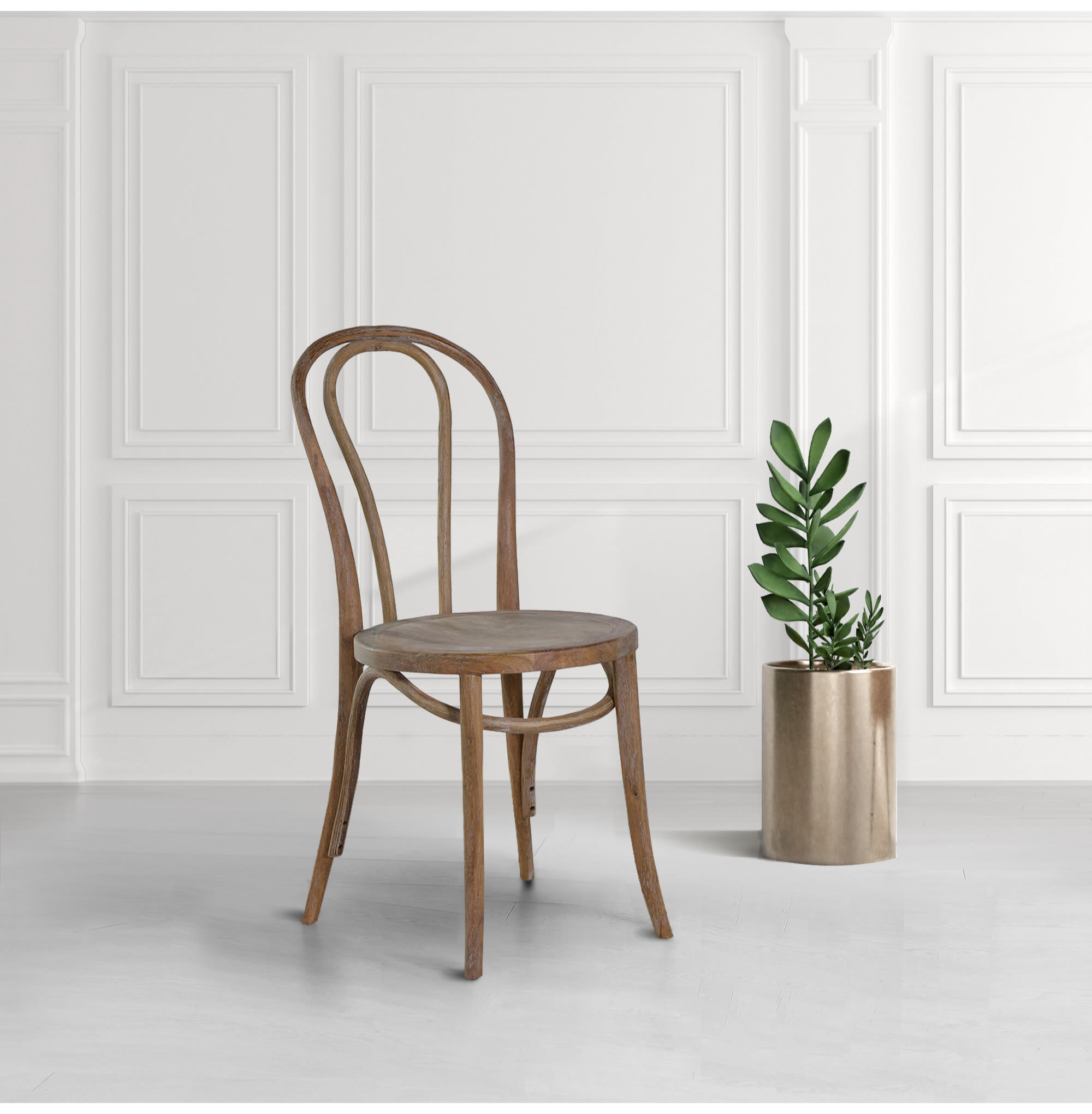 Brown Oak Round Back Dining Chair