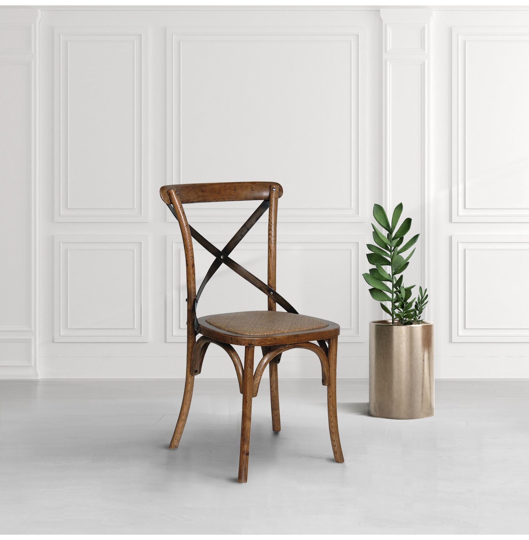 Cross Back Dark Oak Dining Chair