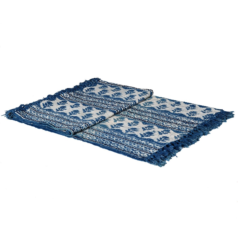 Blue and White Rose Throw