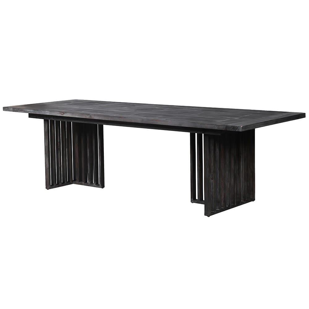 Black Slatted Legs Dining Table