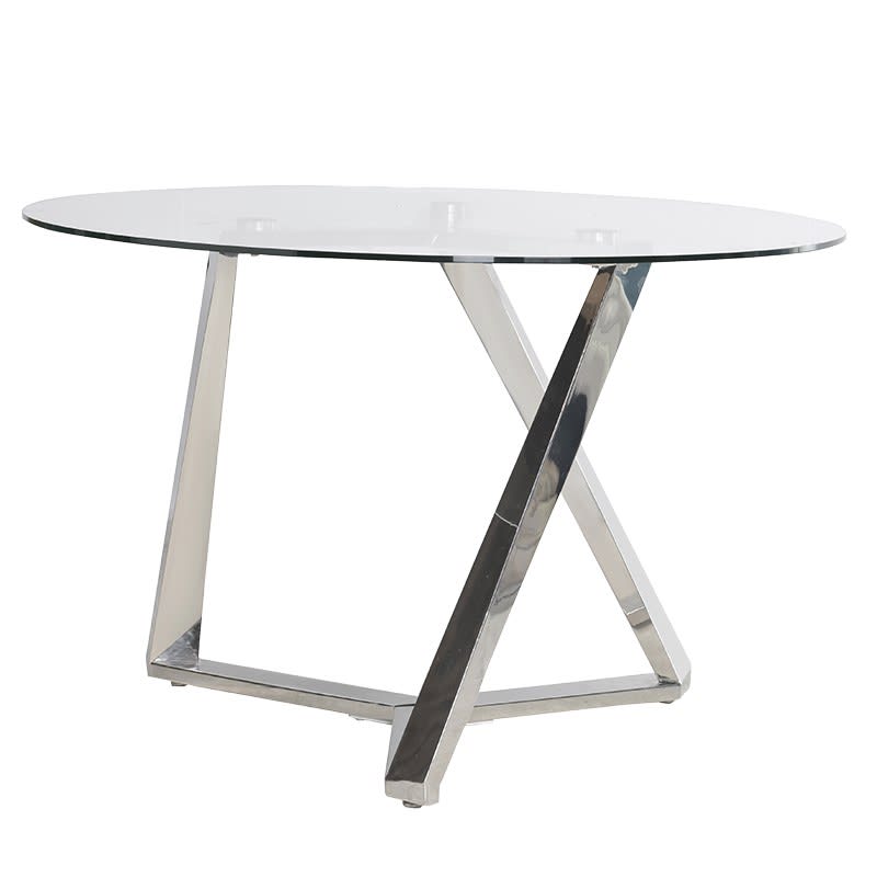 Sloane Chrome Angled Leg Glass Dining Table