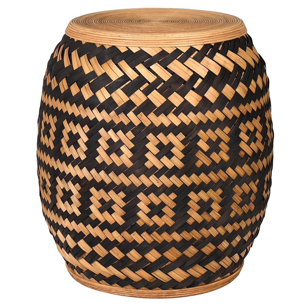 Black Rattan Stool