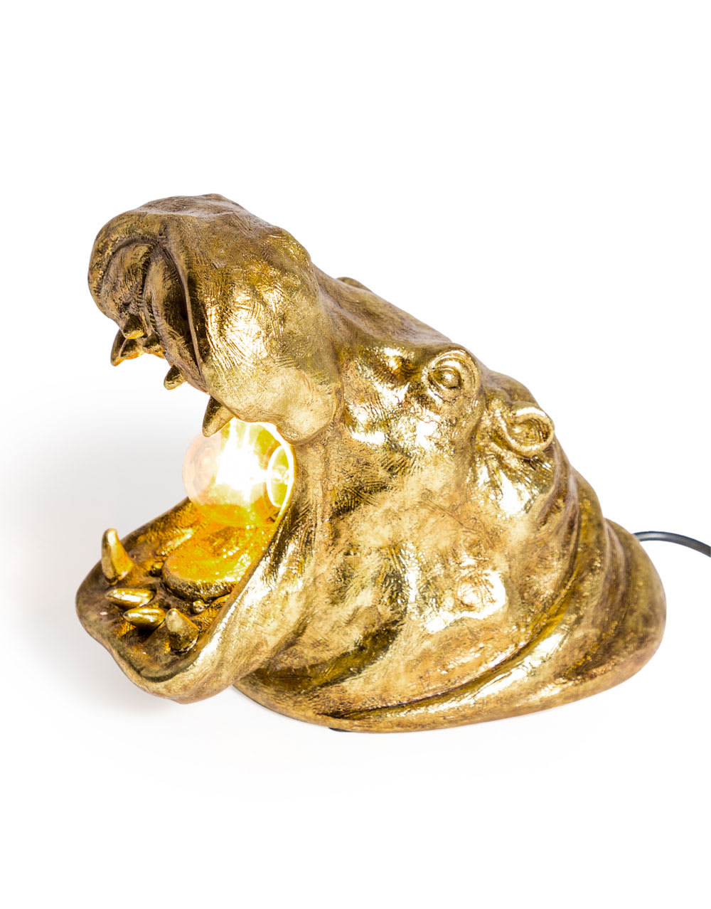 Antique Gold Hippo Table Lamp