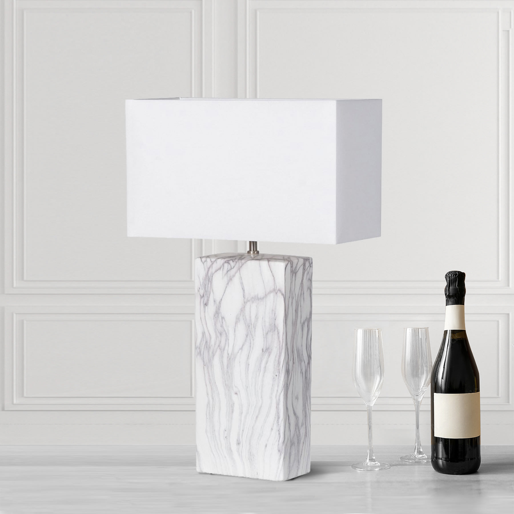Marble Style Block Table Lamp