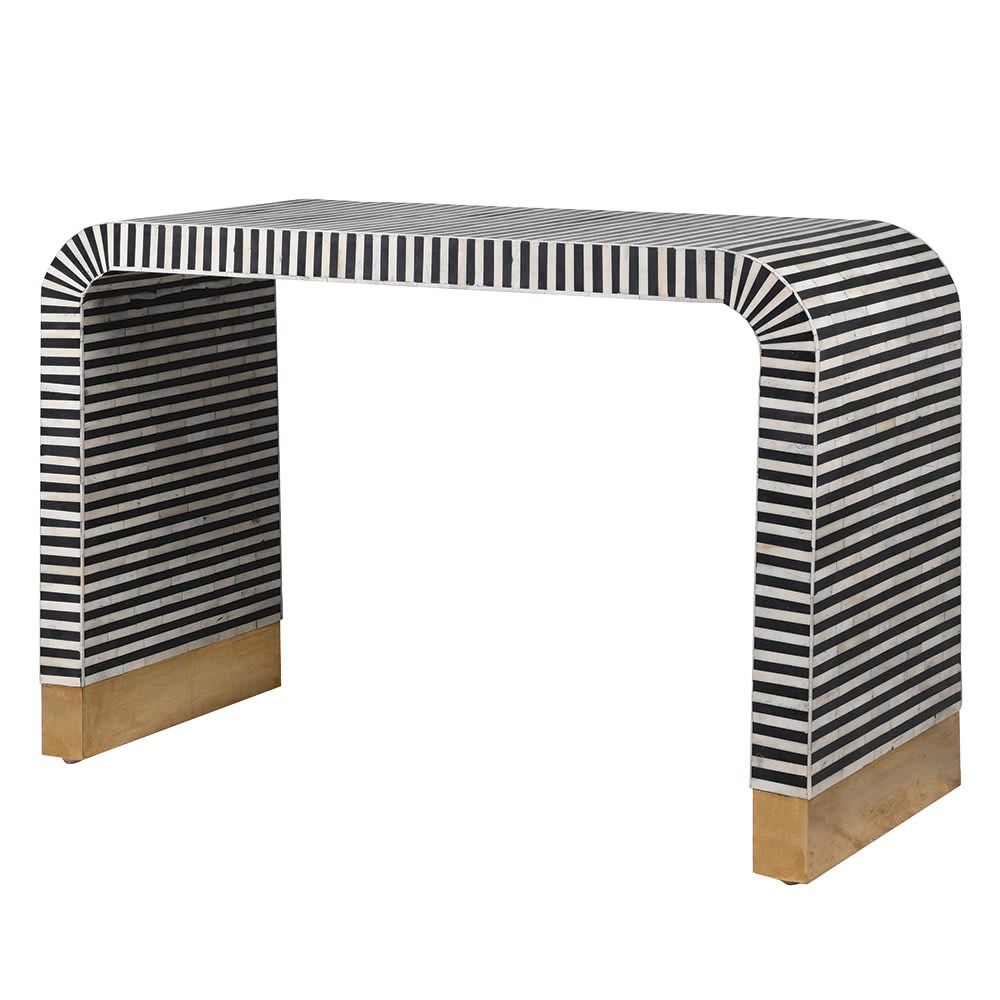 Monochrome Bone Inlay Arched Console Table