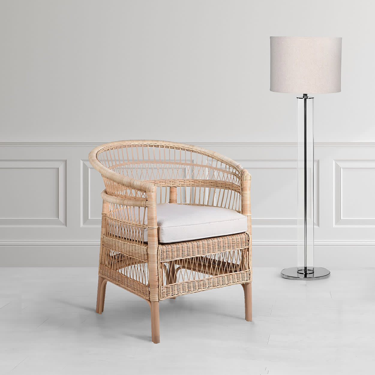 Wicker and Rattan Curved Back Armchair