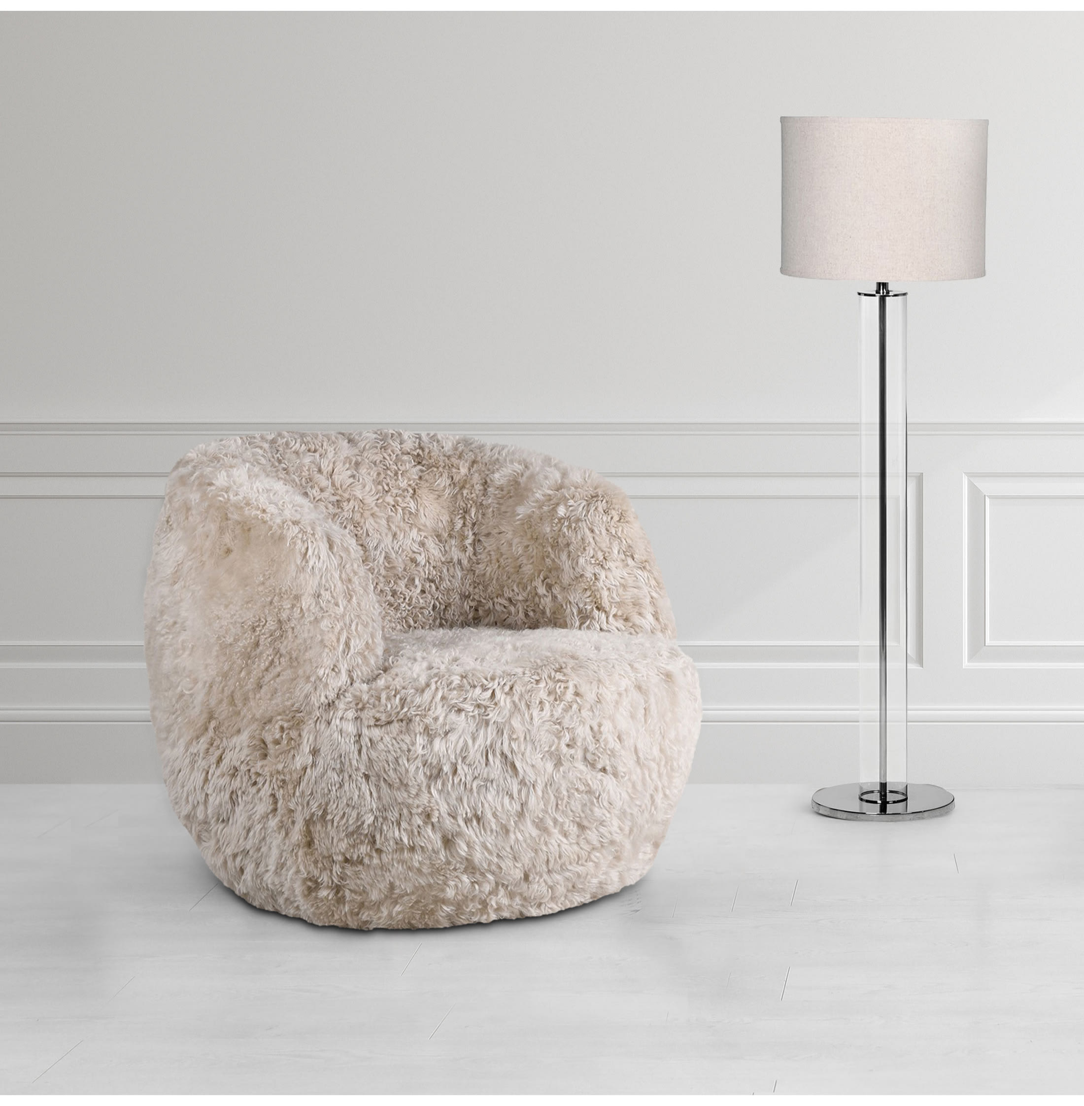 Manuka Beige Sheepskin Fur Occasional Chair
