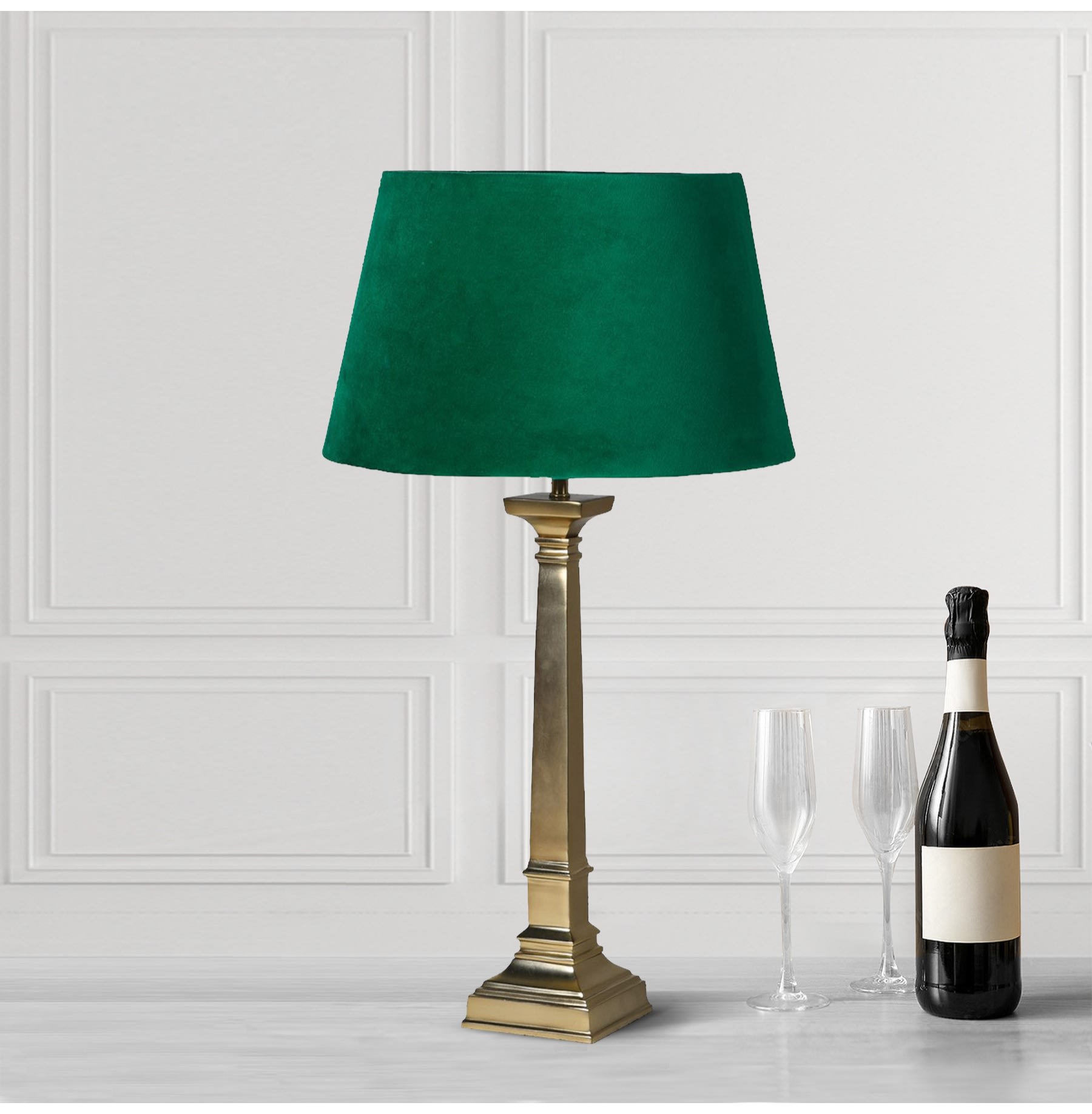 Brass Table Lamp with Velvet Shade