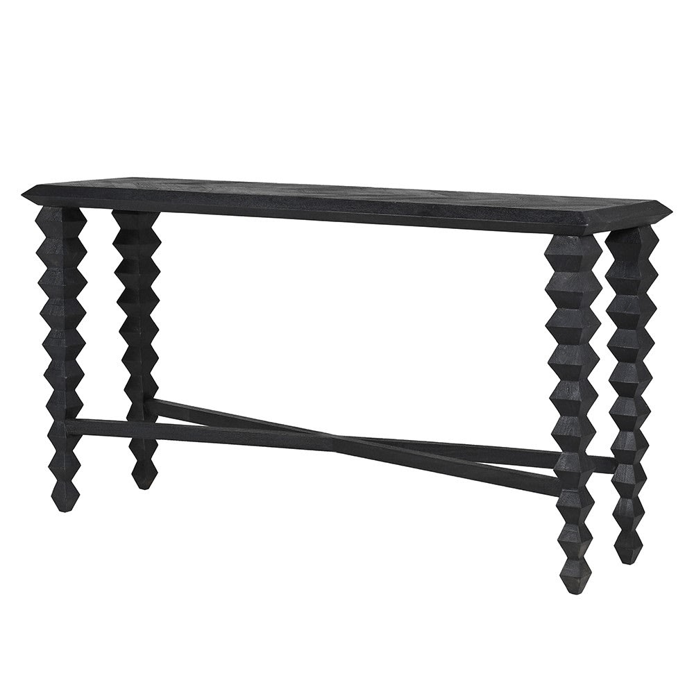 Kanjara Black Geometric Leg Hall Console Table