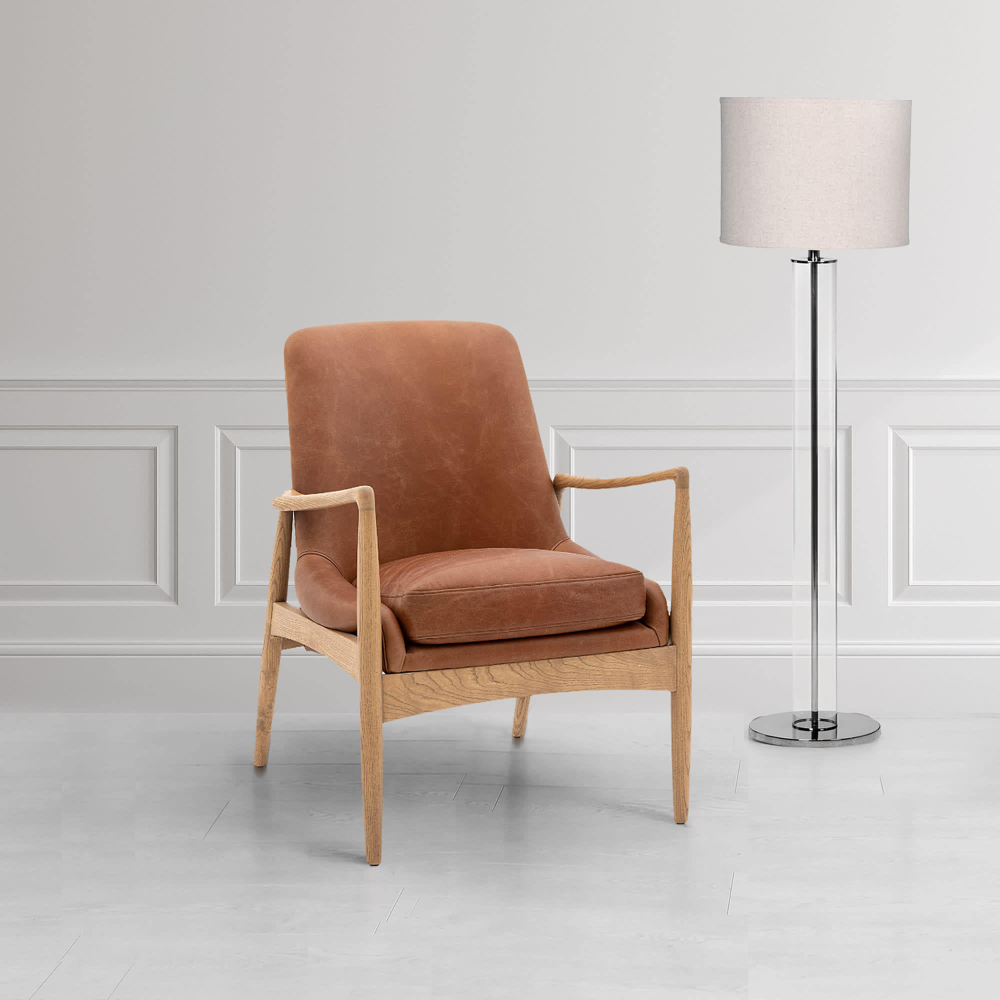 Cayman Brown Leather Upholstered Armchair