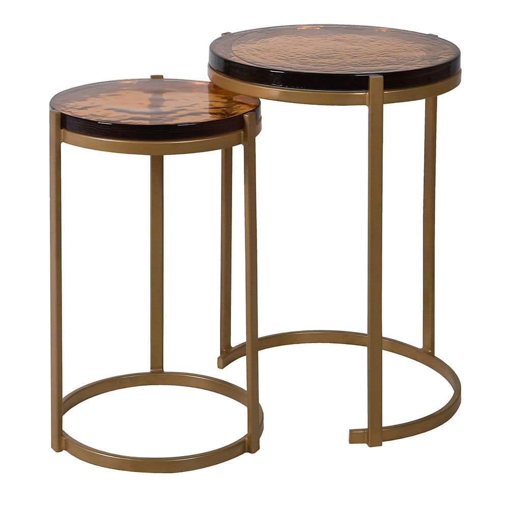 Set of 2 Honey Glass Nest of Tables