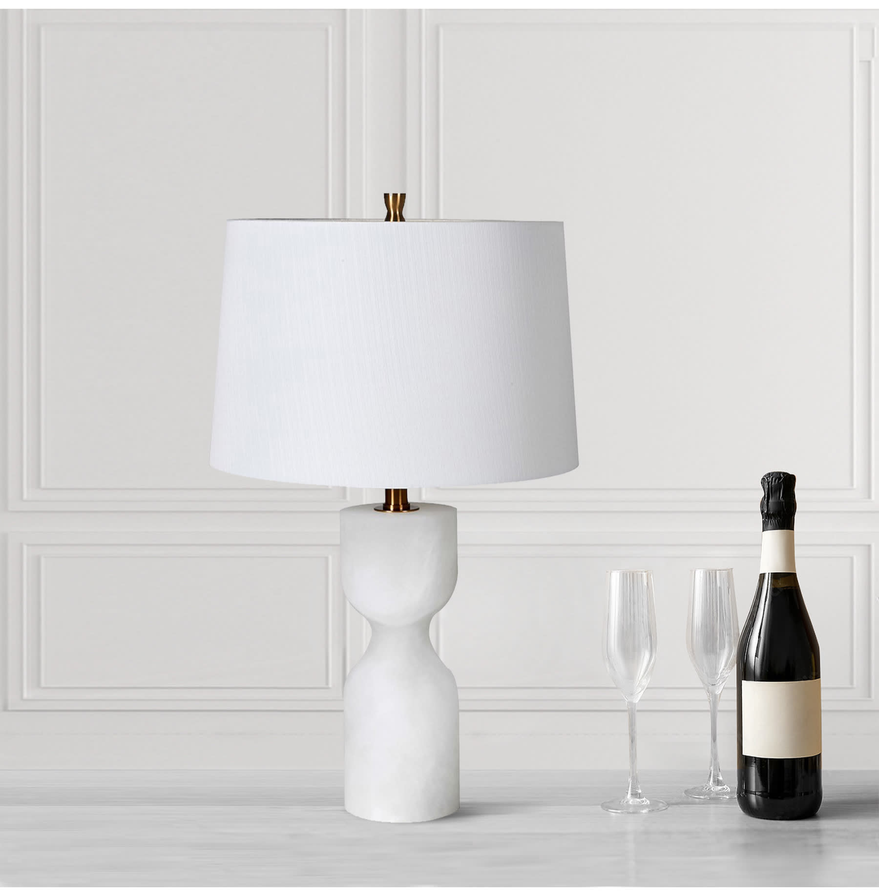 White Alabaster Table Lamp