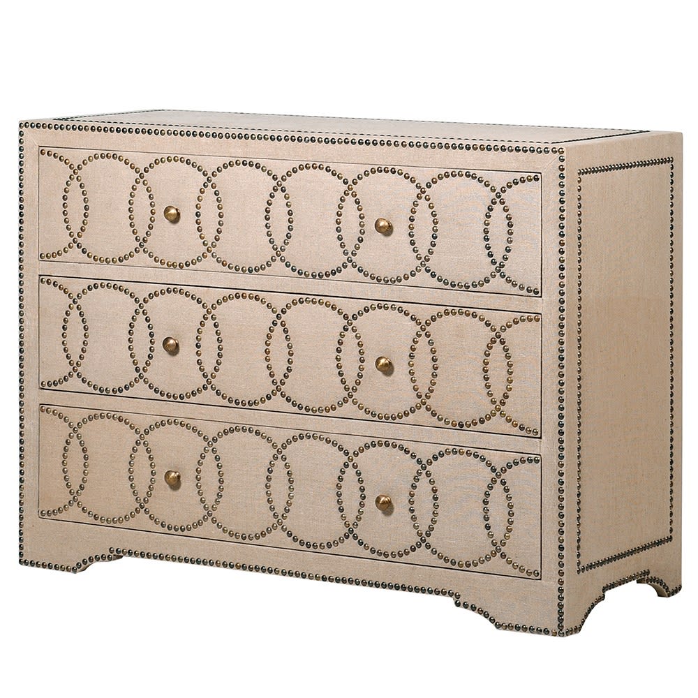 Studded Linen Chest of Drawers