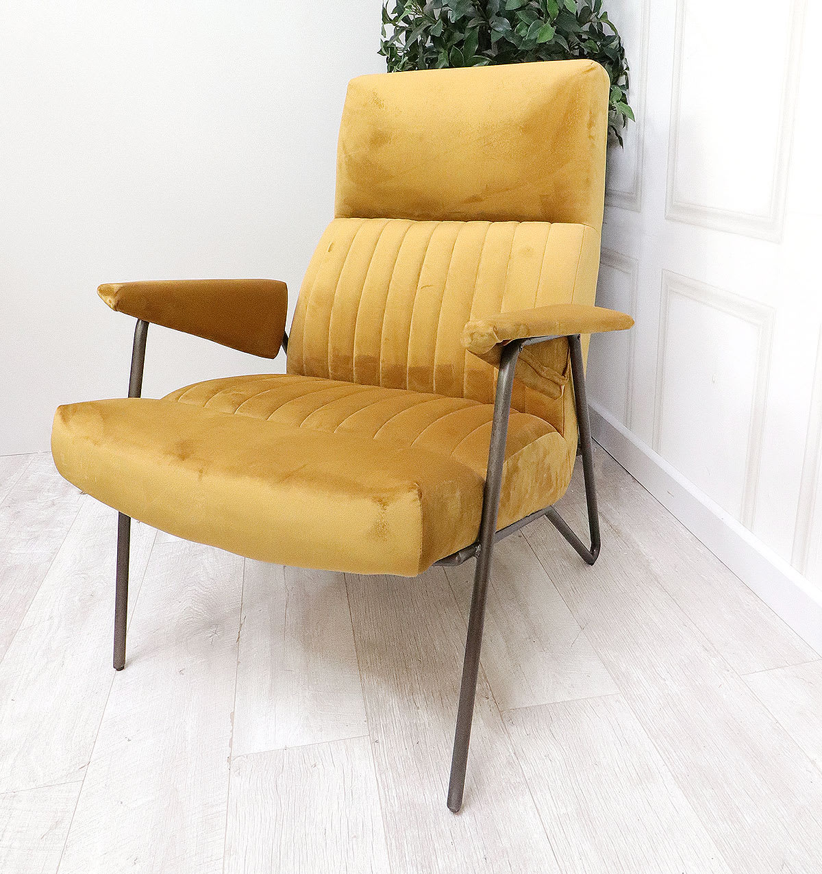 Ochre Velvet Armchair