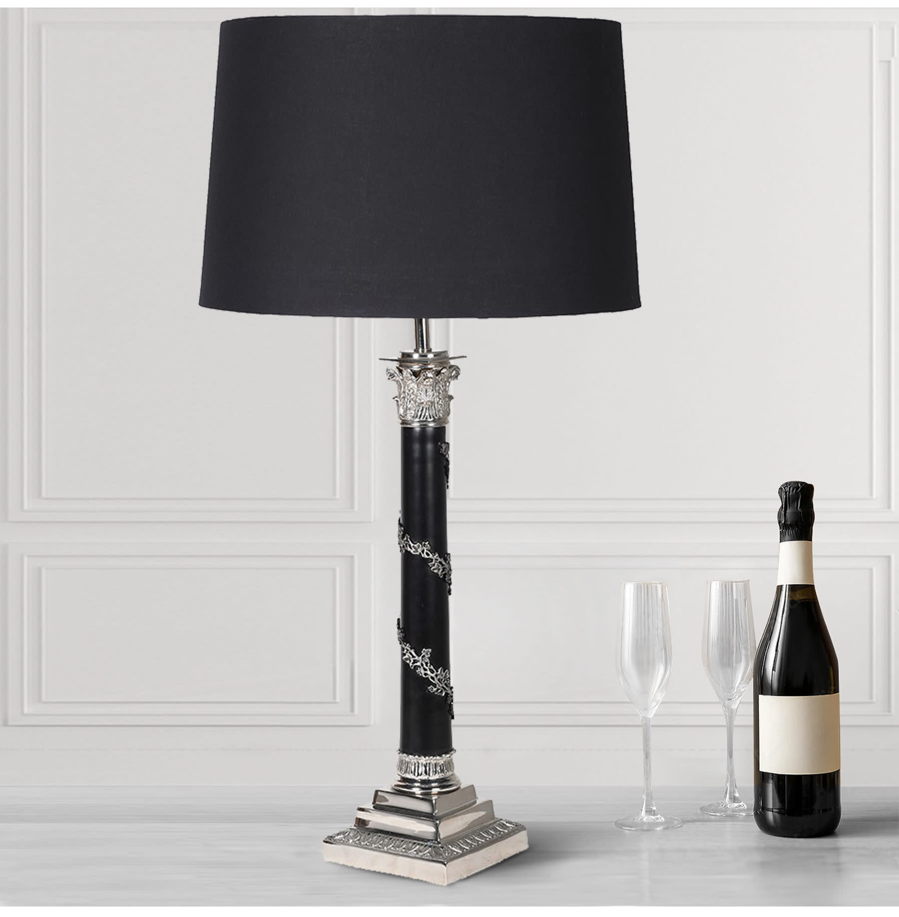 Black Grecian Column Table Lamp