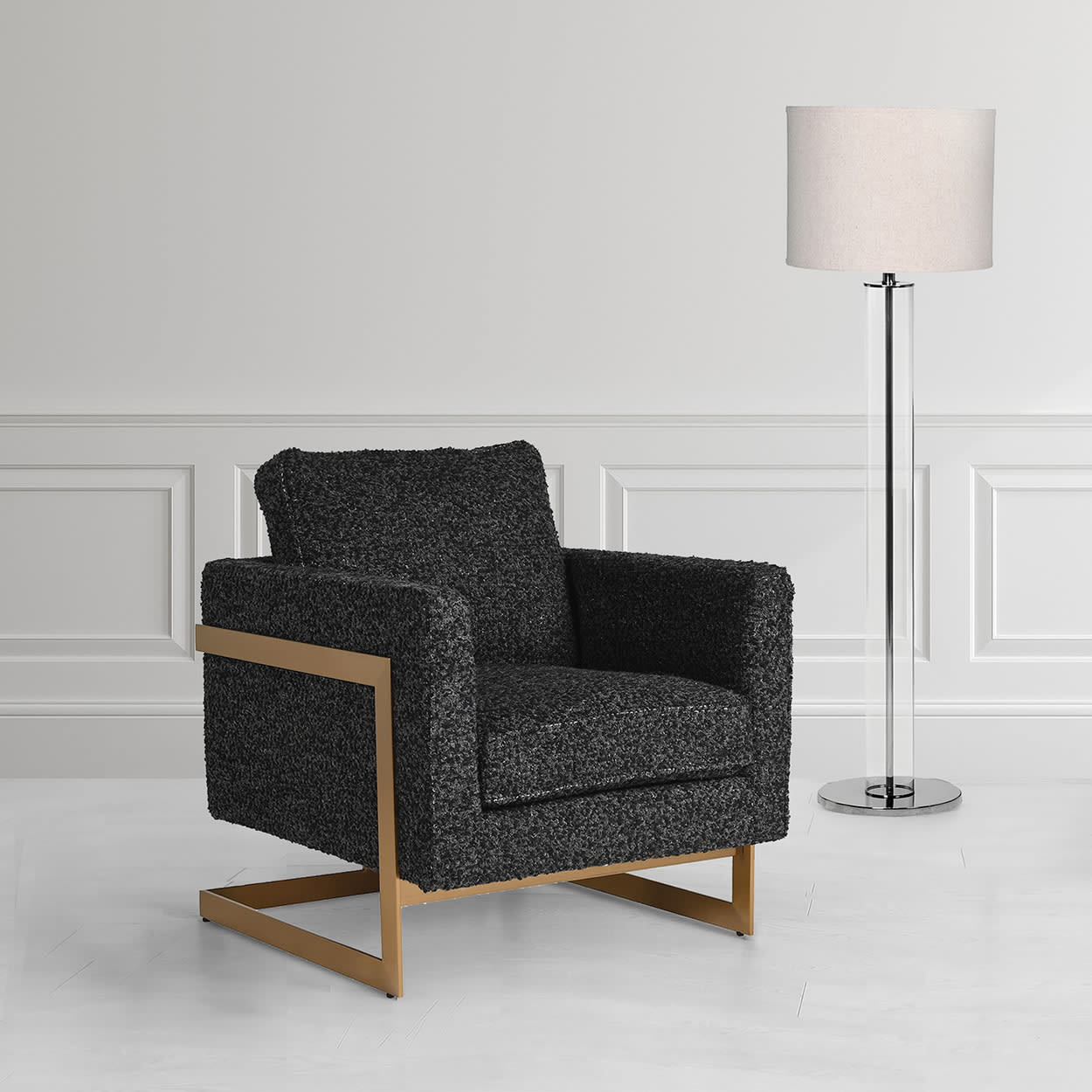 Black Boucle Armchair