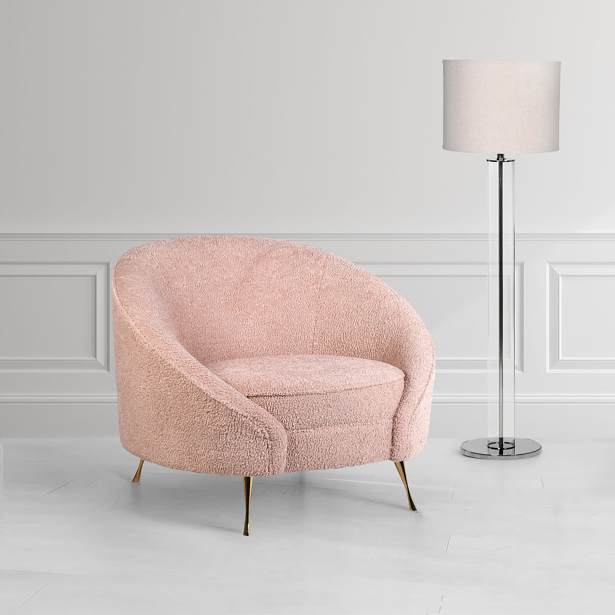 Pink Teddy Bear Boucle Armchair