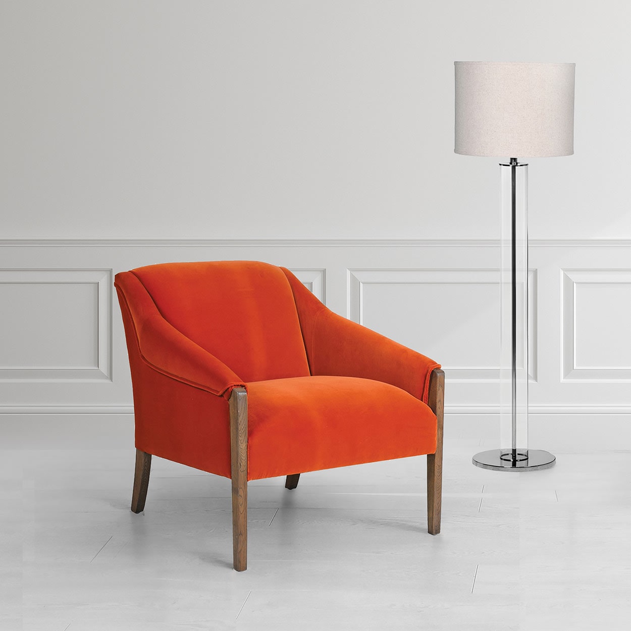 Tangerine Orange Velvet Armchair