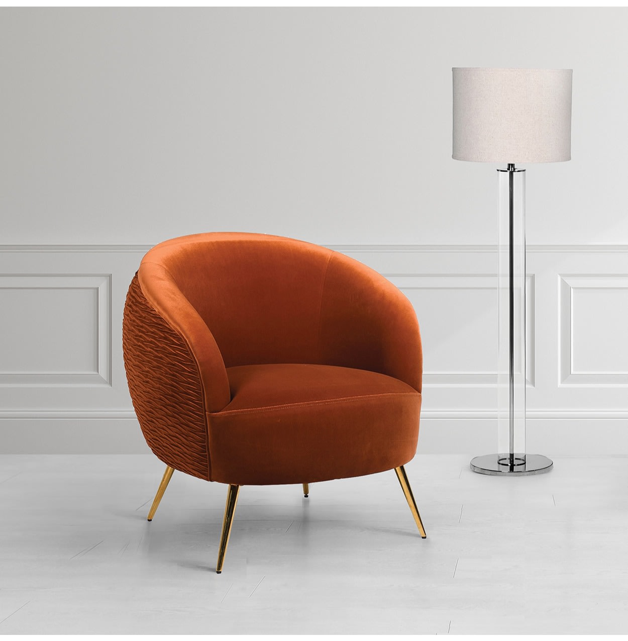 Rust Orange Velvet Bowl Armchair