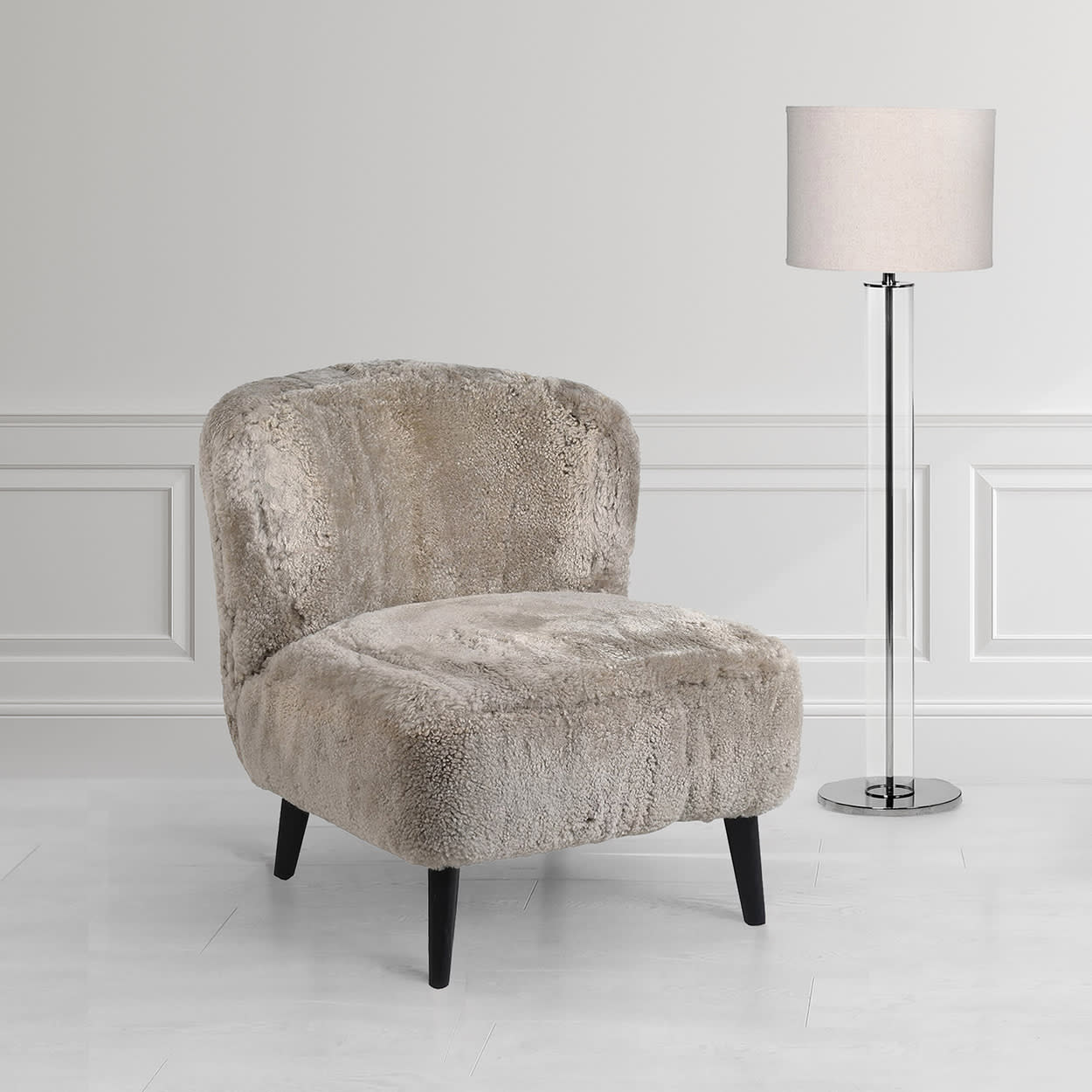 Mink Taupe Lamb Fur Bedroom Chair 