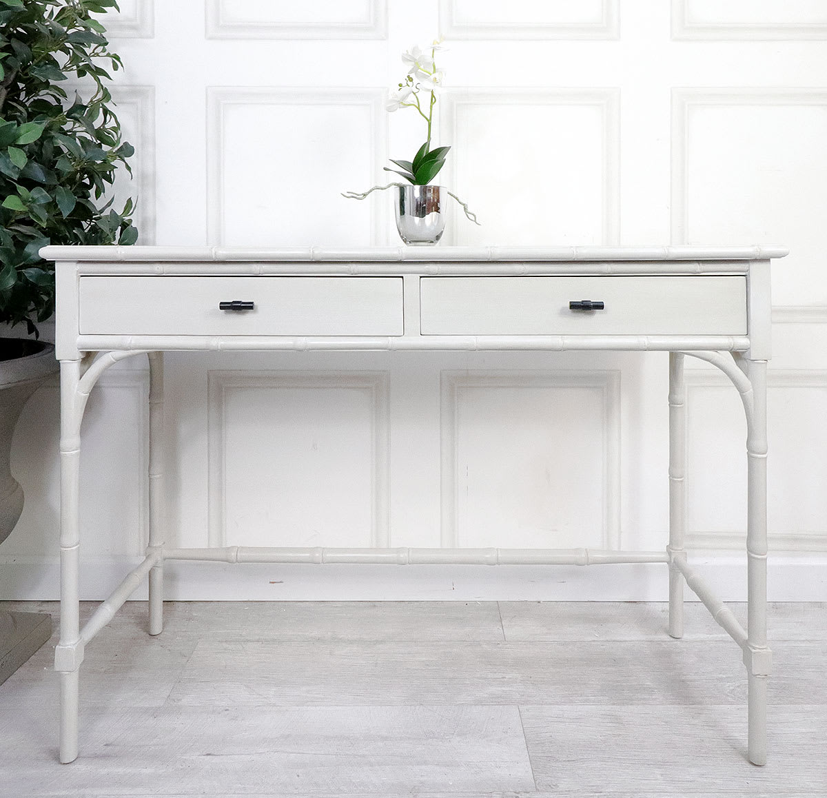 Faux Bamboo White Hall Table