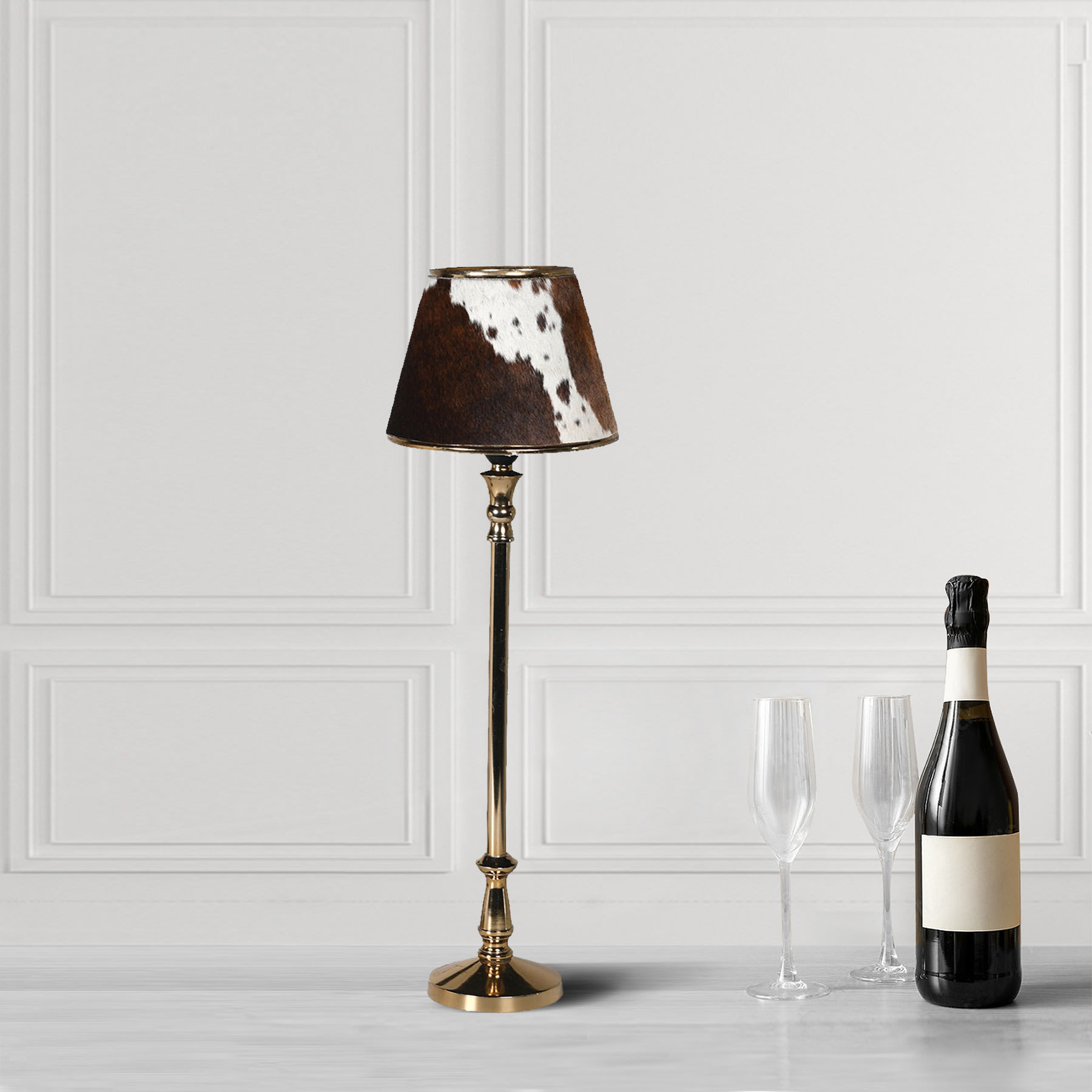 Brown Hide Golden Table Lamp