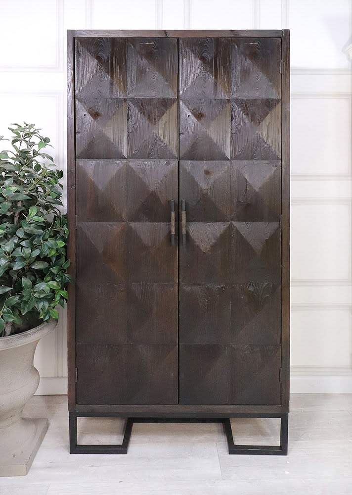 Burnt Charcoal Diamond Design Cabinet