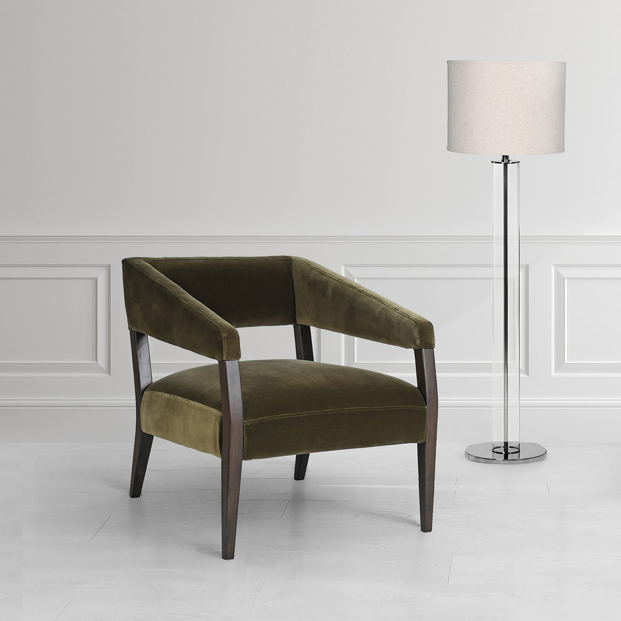 Olive Green Velvet Armchair