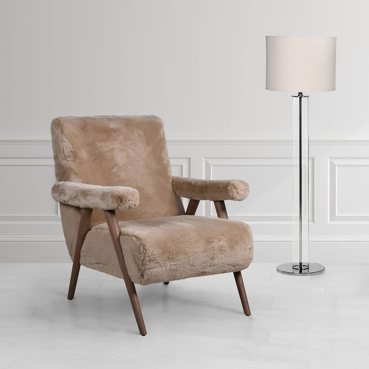 Biscuit Beige Faux Sheepskin Armchair