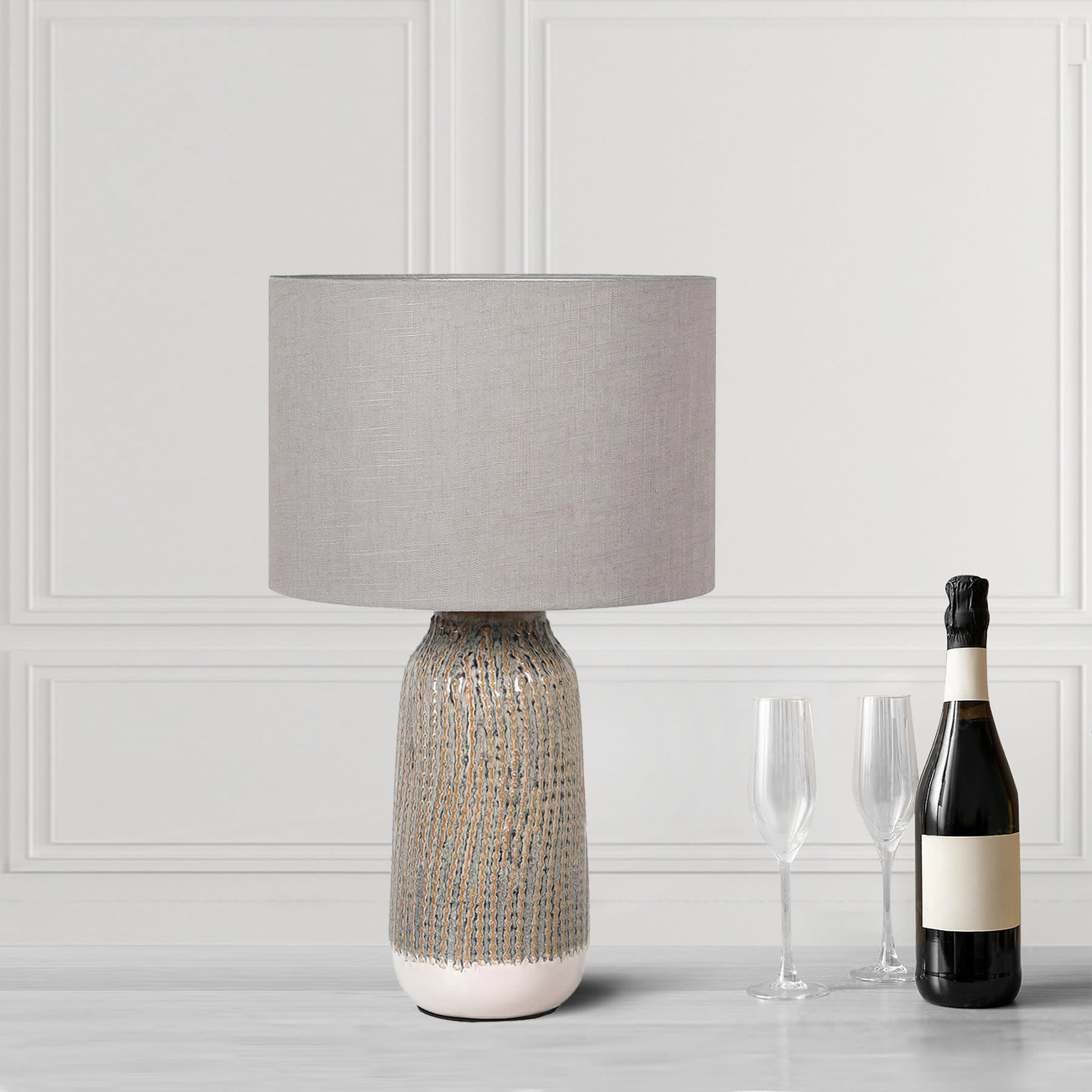 Textured Striped Table Lamp