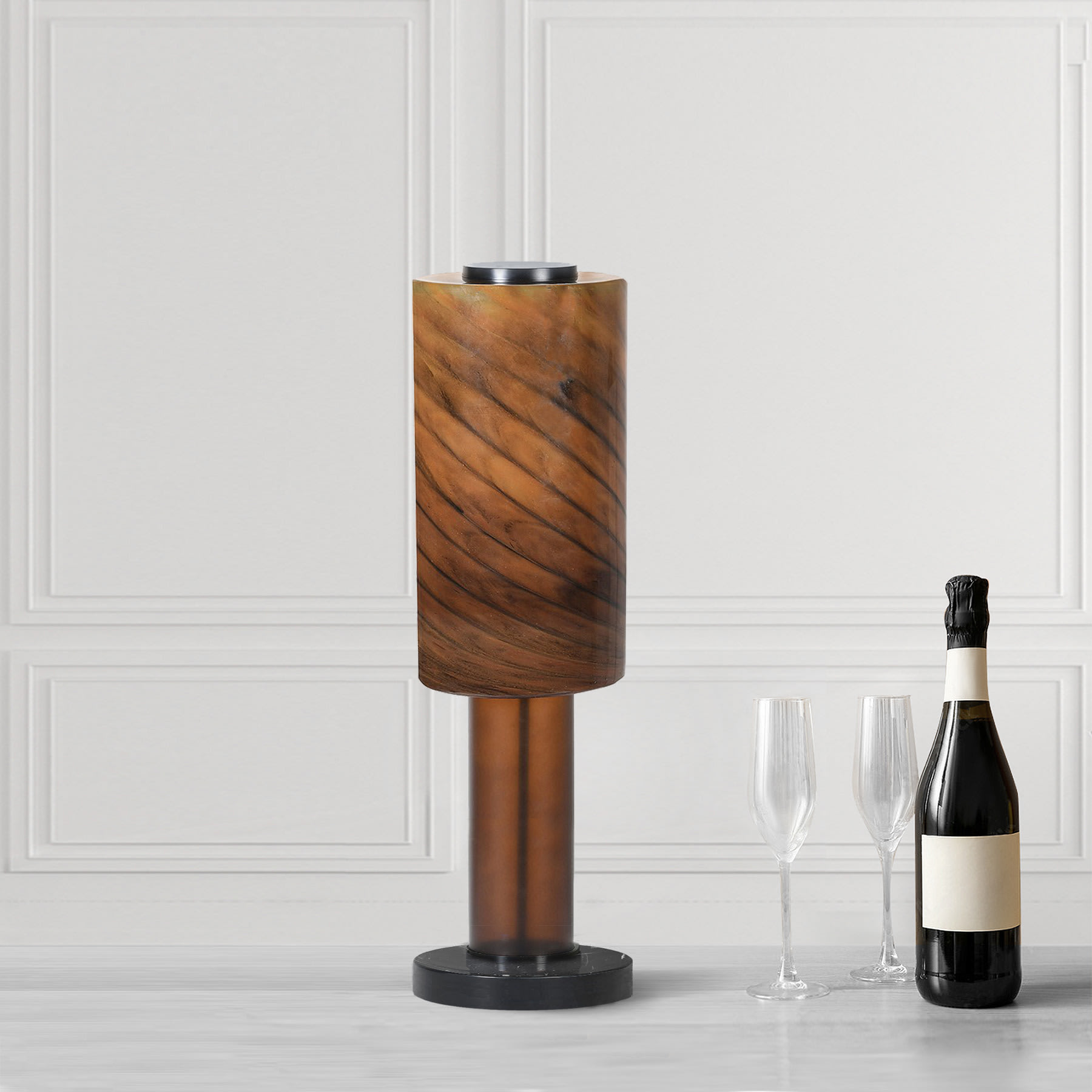 Soho Tortoise Brown Marble Effect Table Lamp