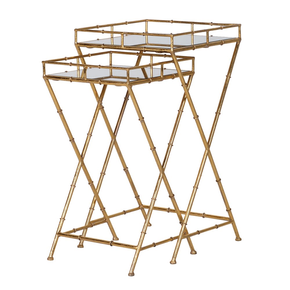 Set of 2 Golden Bamboo Nest of Tables