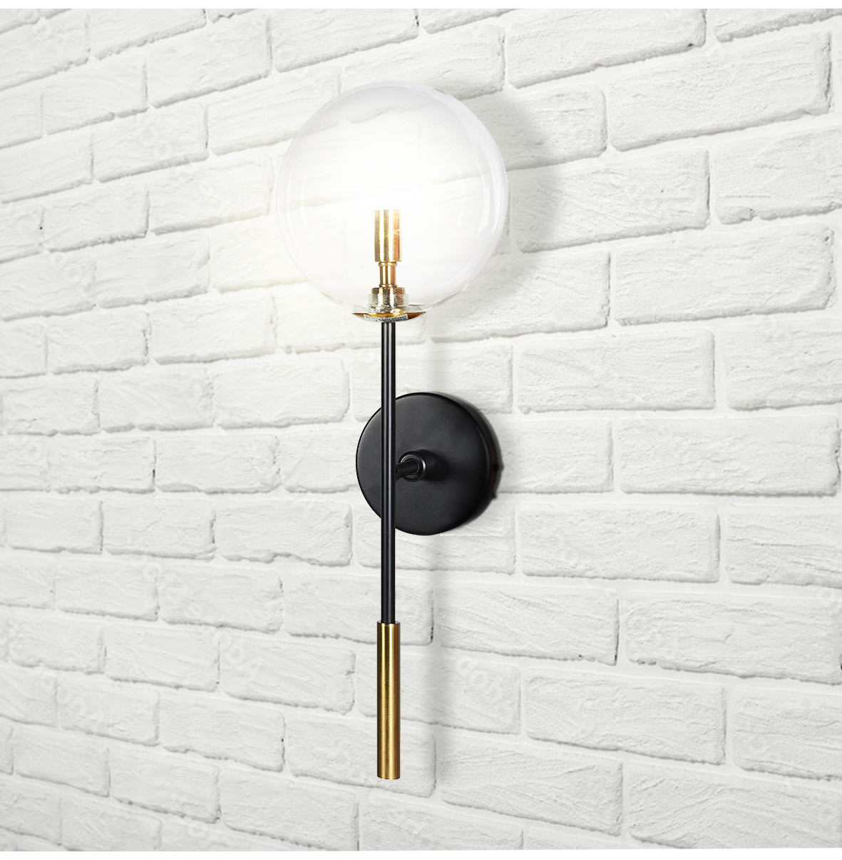 Glass Orb Black Wall Light