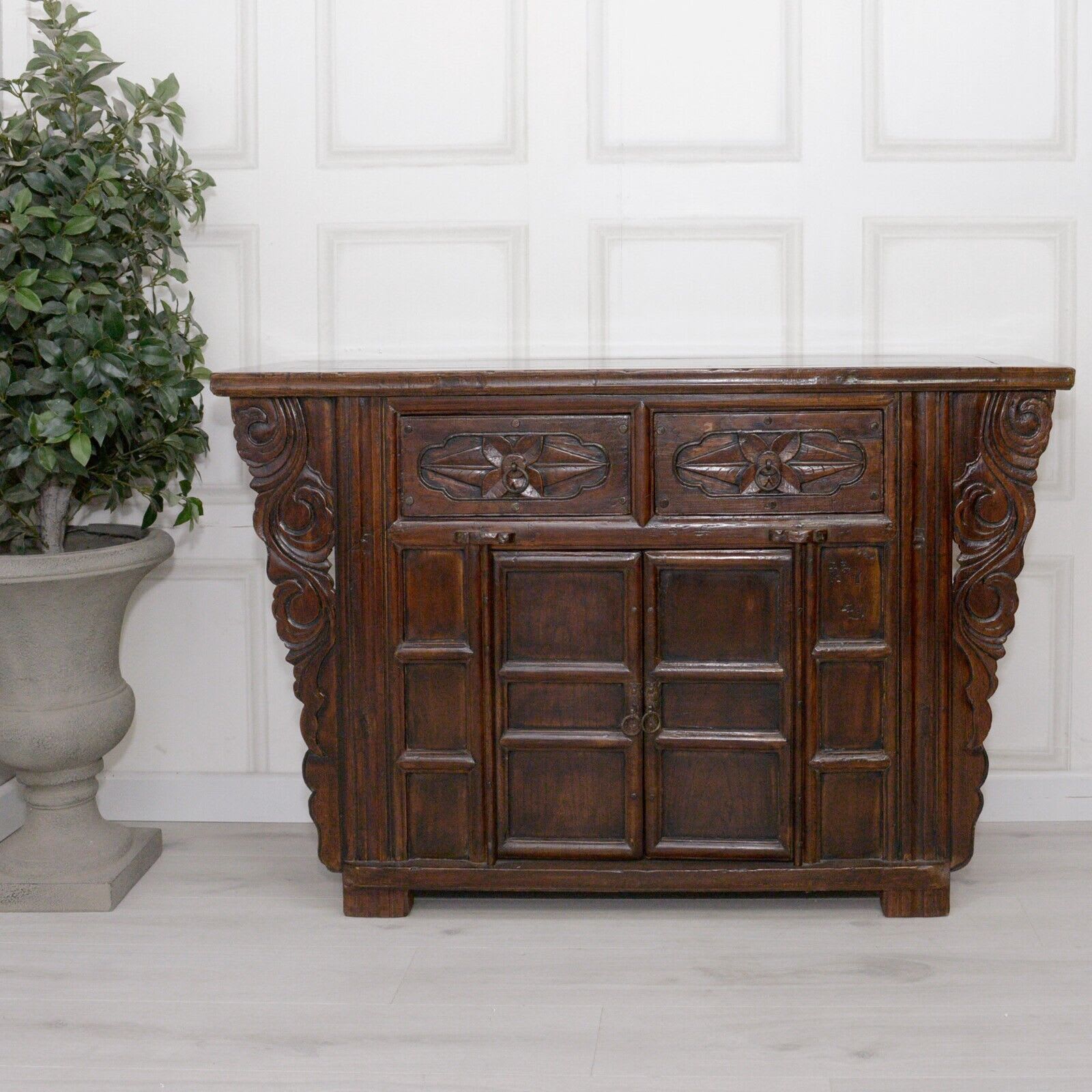 Antique Chinese Oriental Carved Sideboard