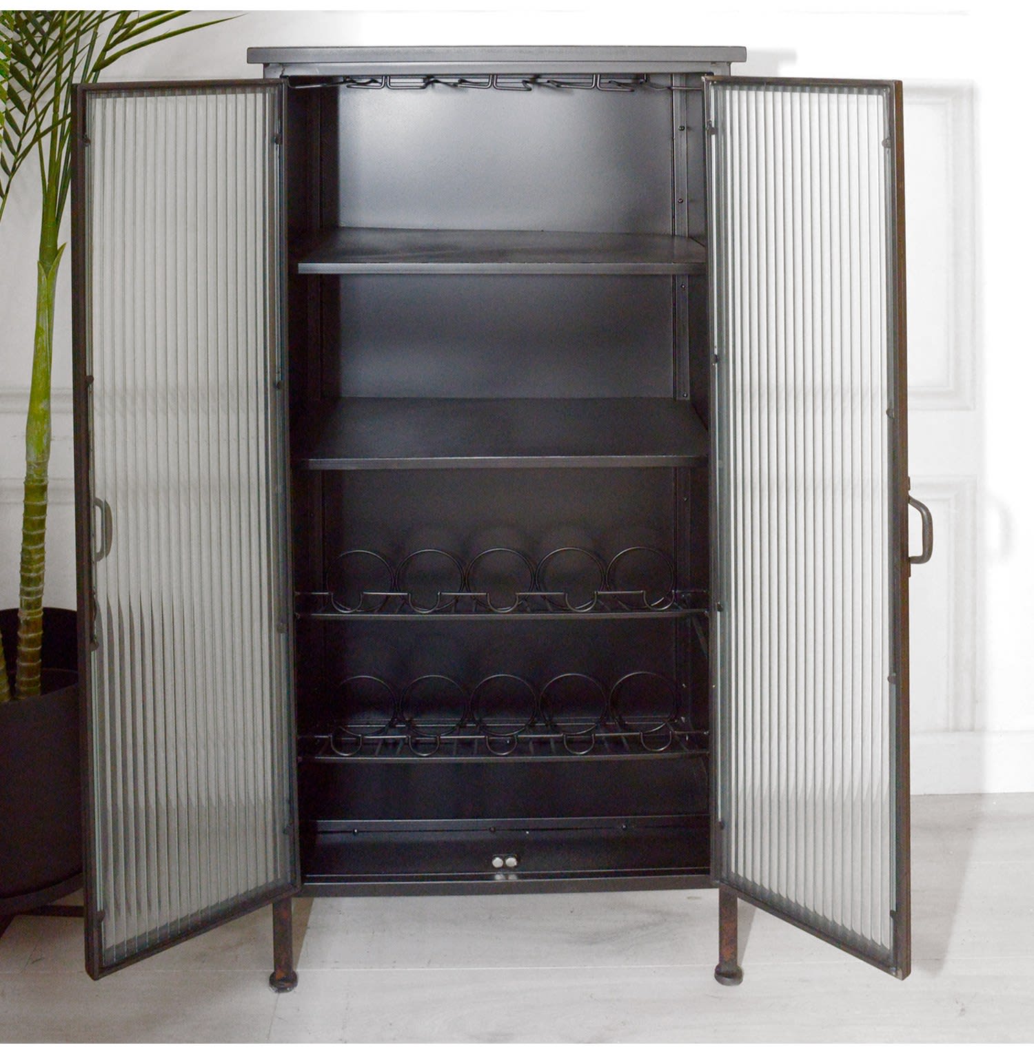 Metal and Fluted Glass Drinks Nicky Cornell