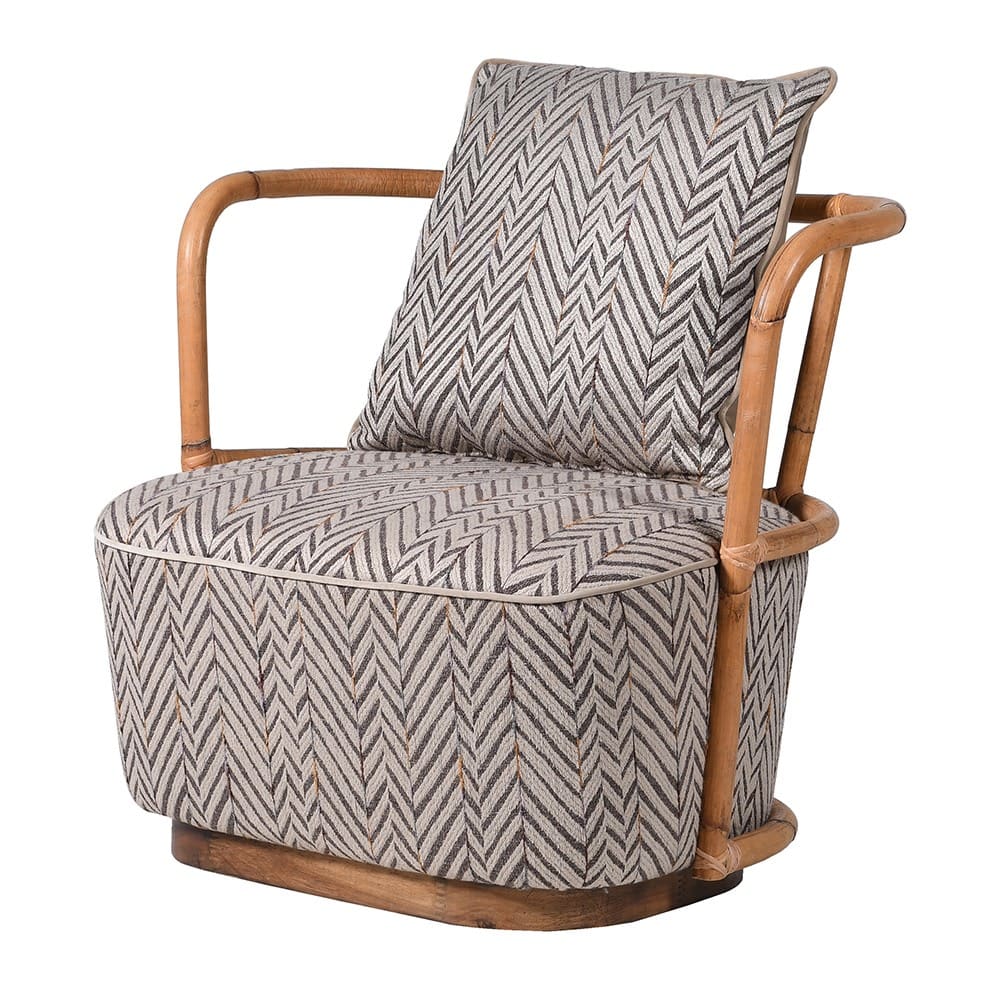 Herringbone Armchair with Wooden Frame