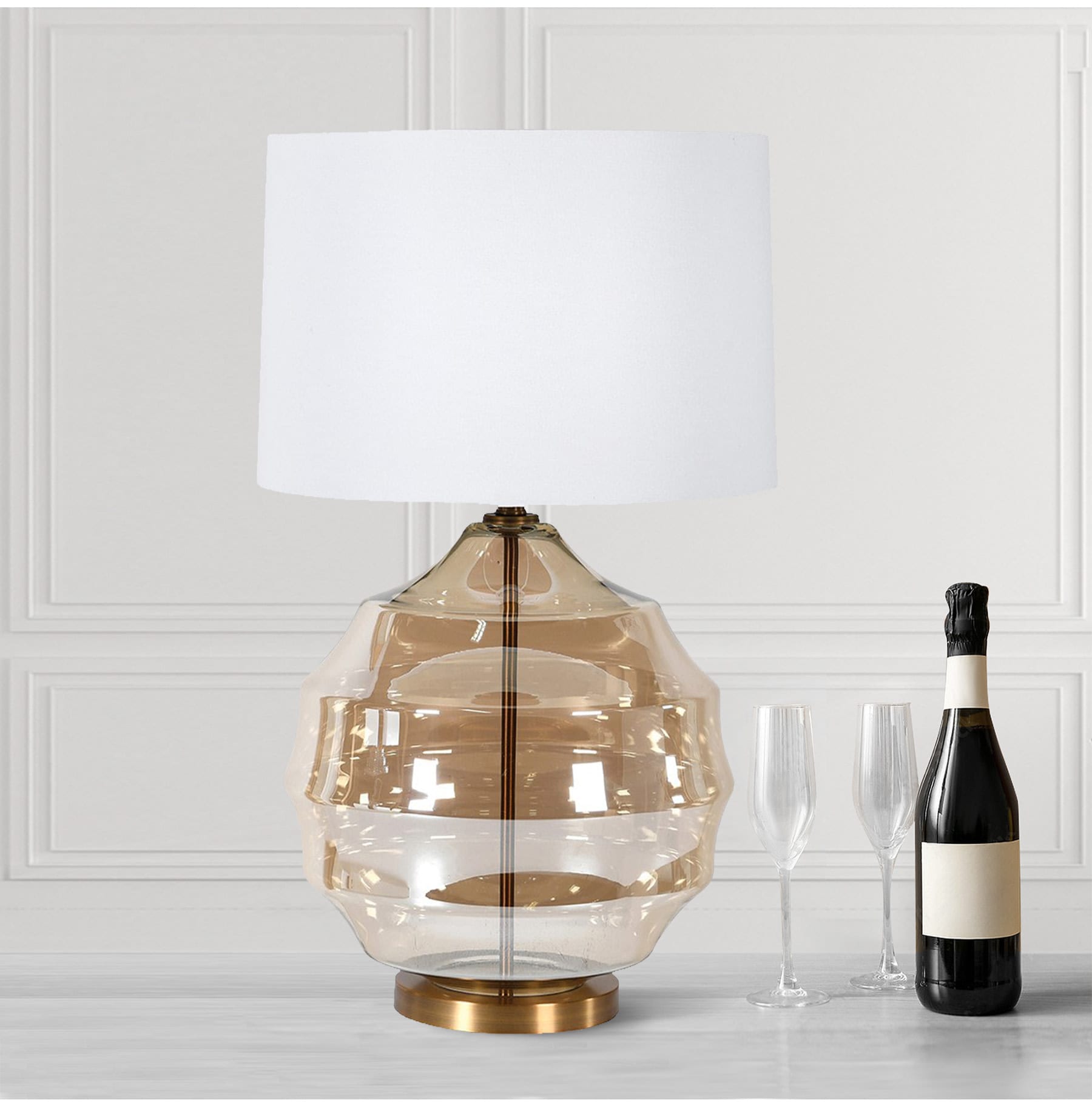 Amber Glass Table Lamp