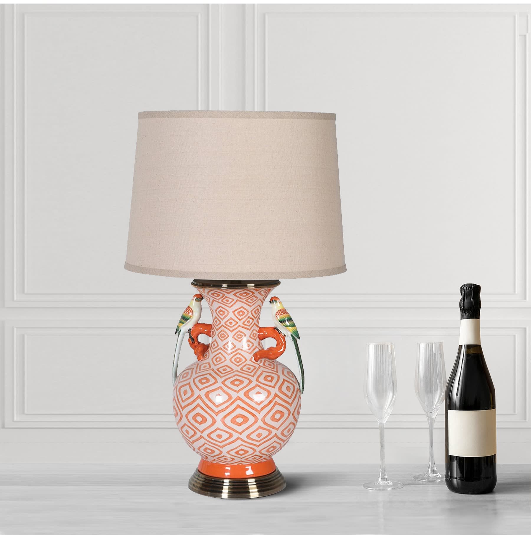 Tropical Bird Coral Table Lamp